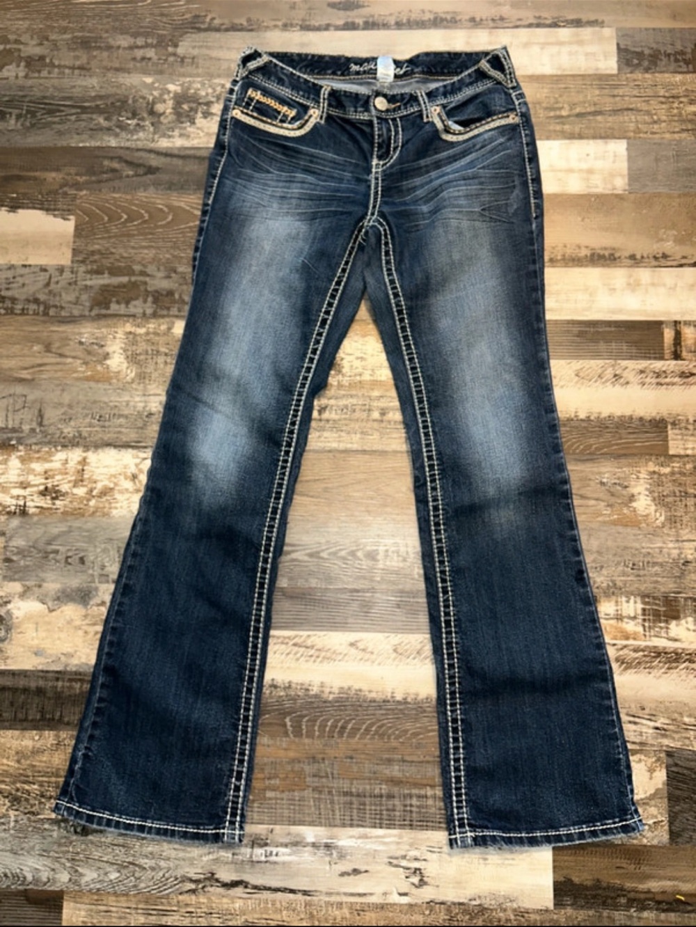 Maurices Dark Blue Flare Jeans with Contrast Stitching